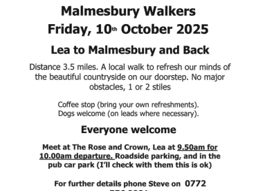 Malmesbury Walkers - Lea to Malmesbury & Back